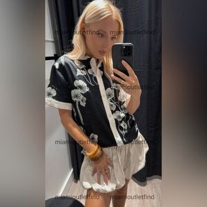 Karl Lagerfeld Women’s Black Printed Button-Up Shirt New